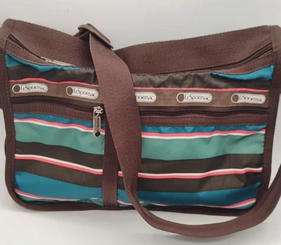 Lesportsac Purse Tote Shoulder Bag Striped Travel Organizer - Image 1 of 4