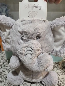 Kellybaby 12" Gray Elephant Raddle Stuffed Animal Nursery Kelly Toy NEW - Picture 1 of 8