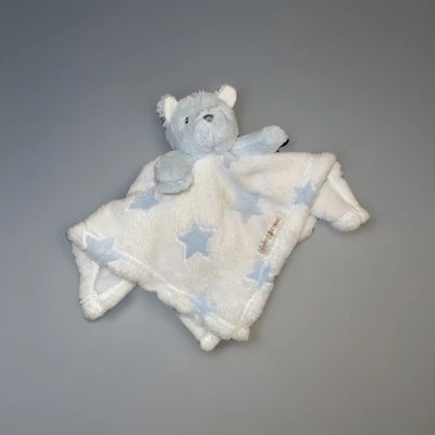 Mantas y más allá Lovey blanco azul estrellas bebé oso manta de seguridad Foto 1 de 4