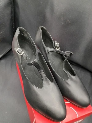 Capezio Women's Jr. Footlight T-Strap Dance Shoe Black Heel Buckle Size M 8.5 - Image 1 of 4