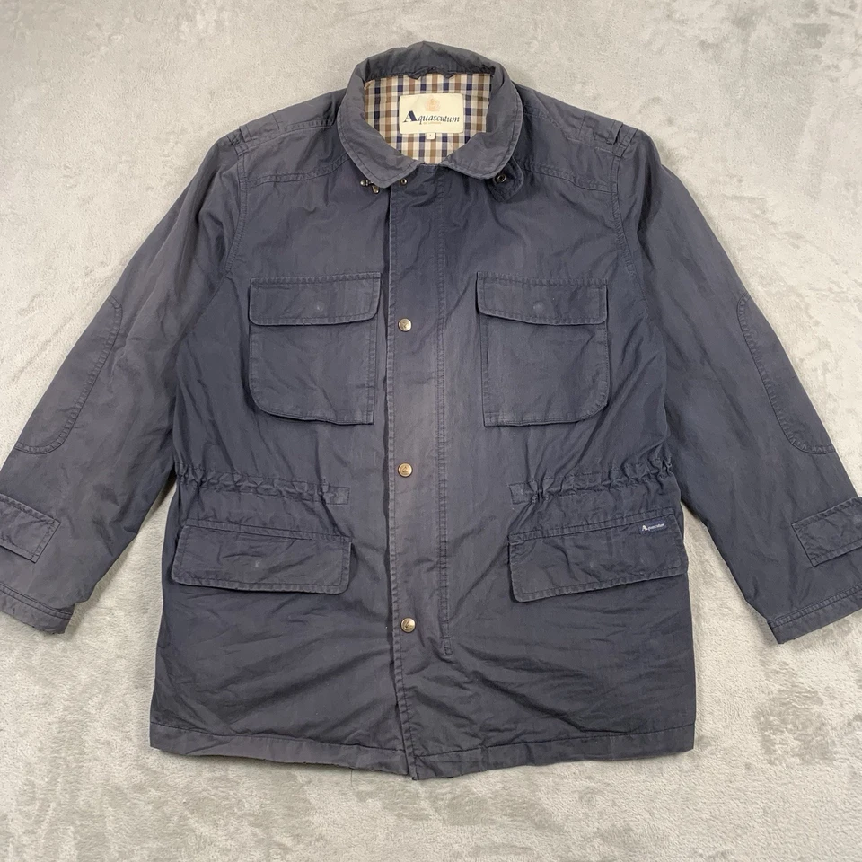Chaqueta Aquascutum Para Hombre L Azul Utilidad Terraza Casa Cuadros M65 Cierre Militar Foto 1 de 4