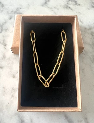 Collar ajustable enchapado en oro cadena de eslabones de cable delicado ovalado para mujer Foto 1 de 4