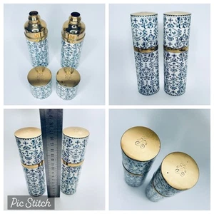 2 VINTAGE GUERLAIN CHAMADE Perfume Bottle Pair BLUE WHITE Refillable Containers - Picture 1 of 23