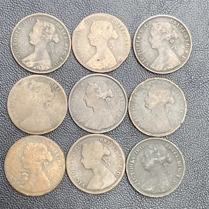 Victoria Half Pennies (9) 1872 - 1880 1873 1875H 1875 1876 1877 1878 Lot 17814 - Picture 1 of 8