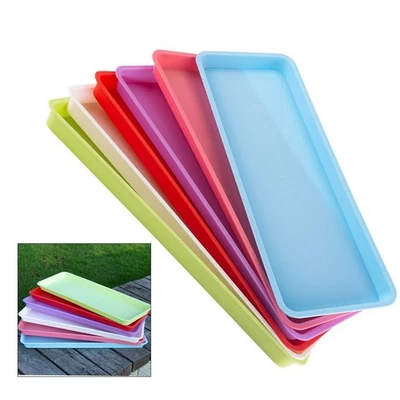 Set of 6 Plastic Plant Drip Trays Rectangular Saucers for Indoor Outdoors - Image 1 of 4