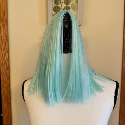 Enhanced Styles Mint Green Lace Front 12 inch Wig Long Synthetic Hair Cosplay - Image 1 of 4