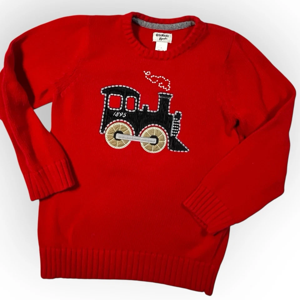 Suéter OshKosh B'gosh Niños Rojo Invierno Tejido Tren Vacaciones Navidad Talla 7 Foto 1 de 4