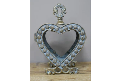 Candelabro Corazón Centro de Mesa Decorativo Metal Vidrio Amor Boda Romántica Foto 1 de 4