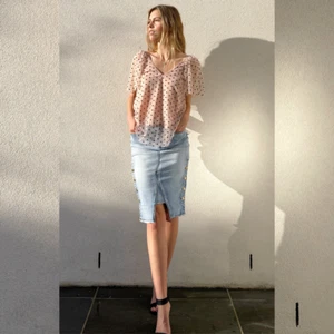 Sylvia Polkadot Mesh Top in Champagne Colour - Picture 1 of 6