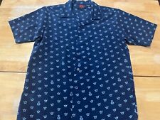 Dragonfly Small Blue Crown Skull Print Short Sleeve Button Up Shirt A19