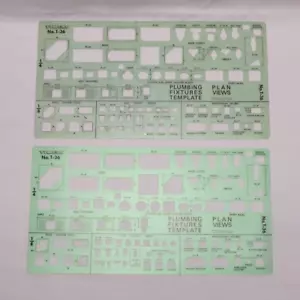 2 Piece Plastic Drawings Templates Measuring Templates Timely T-36 - Picture 1 of 3