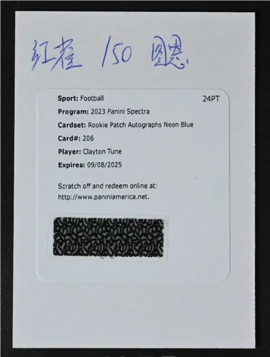 Clayton Tune 2023 Panini Spectra /50 RPA Rookie Patch Autographs Neon Blue #206