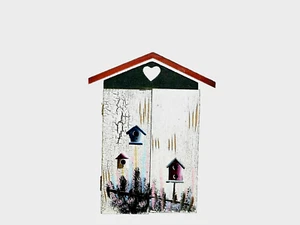 Picture Frame Fold Out VTG Rustic Wood Hanging Birdhouse 5 Photo 10" Tall VG Con - Picture 1 of 4