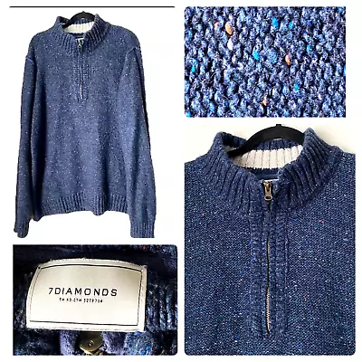 7 Diamonds Men Blue Sweater XL Grand Teton Confetti Half Zip - Image 1 of 4