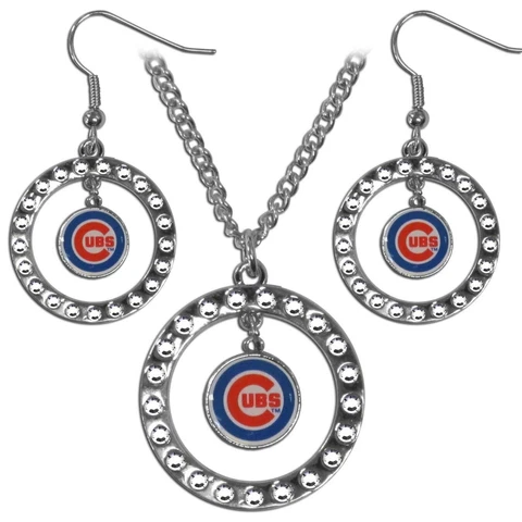 MLB Chicago Cubs Rhinestone Necklace and Earring Set Cover