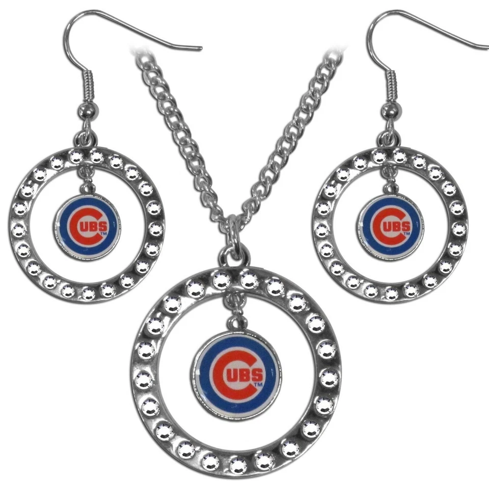 MLB Chicago Cubs Rhinestone Necklace and Earring Set - Image 1 of 1