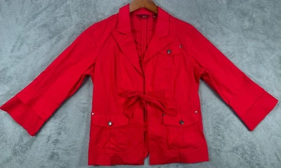 Chaqueta GILI Mujer Pequeña Chaqueta Roja Cuello Muesca Corbata Frontal Reunida Espalda Elastizada Foto 1 de 4