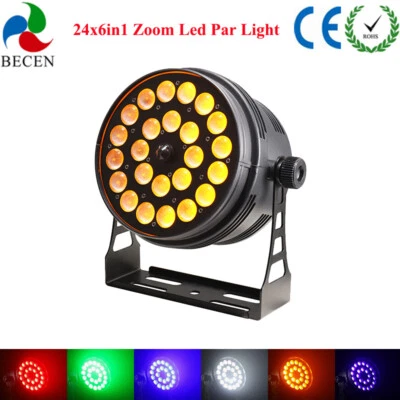 BECEN Stage Lighting RDM 24x6in1 RGBWA UV Led Zoom Par Light Powercon DJ Party - Image 1 of 4