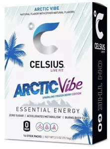 CELSIUS Arctic Vibe Sparking Berry Fat Burning Energy Drink Mix 14 Stick Packs - Picture 1 of 5