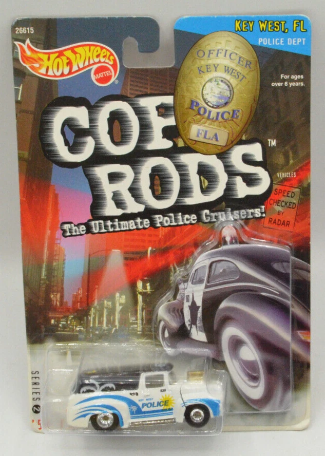 Hot Wheels Cop Rods Series 2 ‘56 Ford Truck Key West Police 1:64 1999 Real Rider - Image 1 of 4