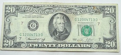 1974 Vintage $20 Federal Reserve Note - Chicago - G - Twenty Dollar Bill - Image 1 of 2