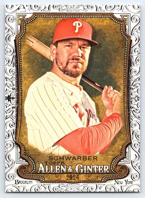 2024 Topps Allen & Ginter Baseball Kyle Schwarber Foil Filigree Parallel #306 - Image 1 of 2