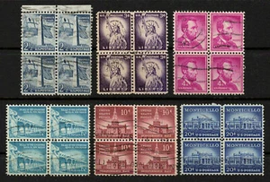 US 1954-1960 #1031A-1034-1035-1036-1044-1047 - Lot of 6 Blocks of 4 Used - Picture 1 of 2