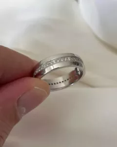 3 Ct Round Cut Lab-Created Diamond Men's Engagement Ring 14k White Gold Plated - Picture 1 of 5