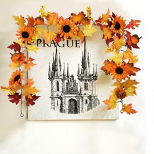Artificial Fall Maple Leaf Wreath Sunflower Pumpkin Garland Hanging Home Decor 