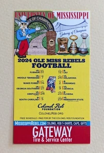 2024 Ole Miss Rebels Football Pocket Schedule Card SEC Gateway Tire & Service 🏈 - Picture 1 of 2