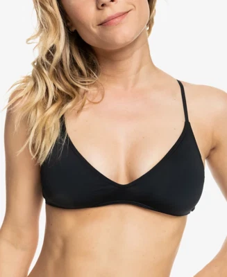 Roxy Juniors' Anthracite Black Beach Classics Athletic Triangle Bikini Top XS - Image 1 of 4