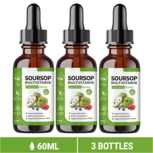 3 x Graviola Soursop Liquid Drops Fruit & Leaf Herbal Extract h t 60ml - Picture 1 of 11