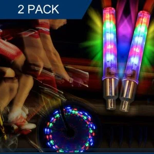 2 paquetes de luces LED impermeables para llanta de bicicleta de 32 ruedas MTB radios de válvula de neumático/ - Imagen 1 de 12