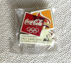 Salt Lake 2002 Coca Cola Olympia Fackellauf Emaille Pin Werbung Souvenir - Bild 1 von 2