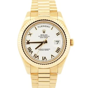 Rolex Day-Date II President 41mm WHITE ROMAN 18K Yellow Gold 218238 Watch BOX - Picture 1 of 8