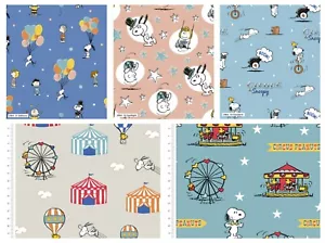 Snoopy Circus Fabric 100% Cotton 112cm wide 2964 Tent Ferris Daredevil Balloons - Picture 1 of 6