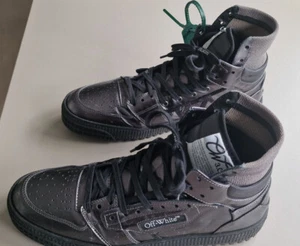 Off-White Off Court Metallic BLACK 3.0 Leather High-Top Sneakers NP €690 Gr.44 - Bild 1 von 17