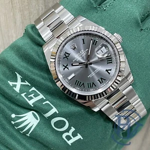 🎾 Rolex Datejust 41 Gray Wimbledon 126334 Fluted on Oyster Complete Unworn 🎾 - Picture 1 of 9