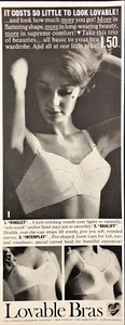 1961 Lovable Bras Woman with Ringlet Duallift Ingterplay Bra Vintage Print Ad - Picture 1 of 1