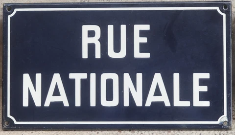 Old vintage French enamel street sign road plaque plate Rue Nationale main road Cover
