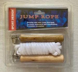 Sport Design Jump Rope Wood Handle New Fitness Factory Sealed Unopened - Picture 1 of 6