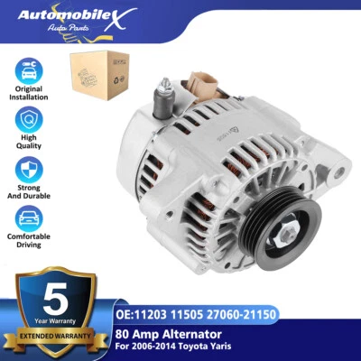 11203 11505 Alternator for Toyota Yaris 1.5L 2006 2007-2014 27060-21150 80 Amp Foto 1 de 4