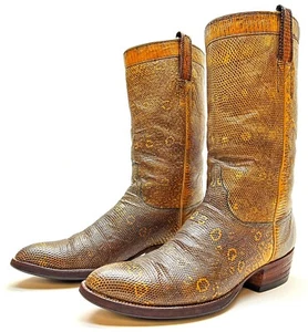 Herren Lucchese Vintage braun exotisch voller Ringschwanz Eidechse Cowboy Western Stiefel Größe 10B - Bild 1 von 10