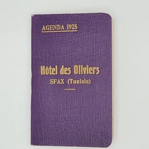 1925 Hotel des Oliviers SFAX Tunisie Pocket Sized Agenda Unused Royal Purple - Picture 1 of 15