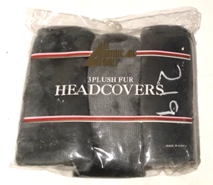 Deluxe Plush Fur Golf Head Covers Set of 3 Gray Silver Vintage Retro 1 3 X NOS - Picture 1 of 3