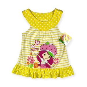 Strawberry Shortcake Y2K 2013 NEW Girls Yellow Striped Dress Tunic Top 4T - Picture 1 of 11