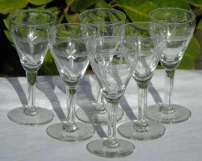 Saint Louis? - Service de 6 verres à vin cuit en cristal taillé, modèle Reims?  - Photo 1/3