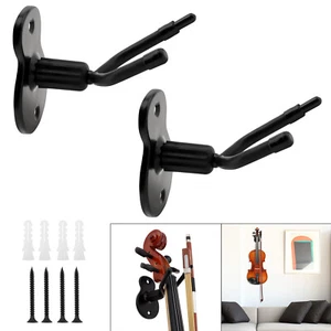 2x Wall Mount Metal Base Violin Hanger Instrument Display Storage with Bow Hook - Picture 1 of 10