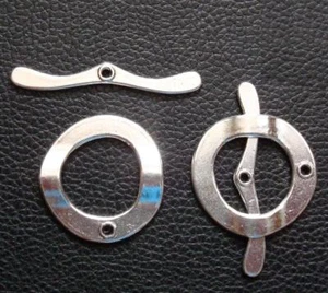 2 Sets 30mm Large jewelry toggle clasp Bright silver plt contemp design FPC134B - Picture 1 of 3