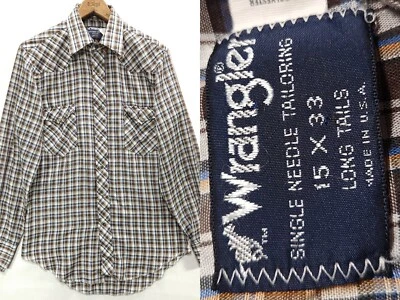 Camisa Western De Colección Wrangler Para Hombre M Colas Largas Cuadros Perla A Presión Hecha en EE. UU. Años 90  Foto 1 de 4